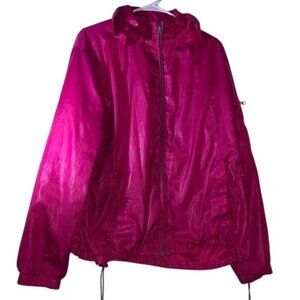 Faded Glory Womens Hot Pink Windbreaker Jacket 2X (18W-20W) With Zipper & Drawst